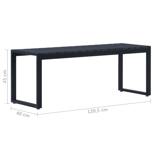Banco de jardim mobiliário de pátio externo terraço 120,5 cm painel preto 02_0011211
