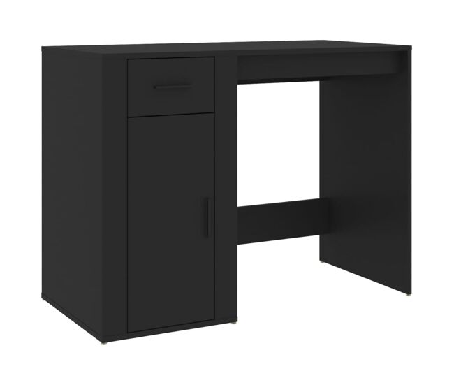 Escritorio - mesa de ordenador de madera contrachapada negro 100x49x75 cm