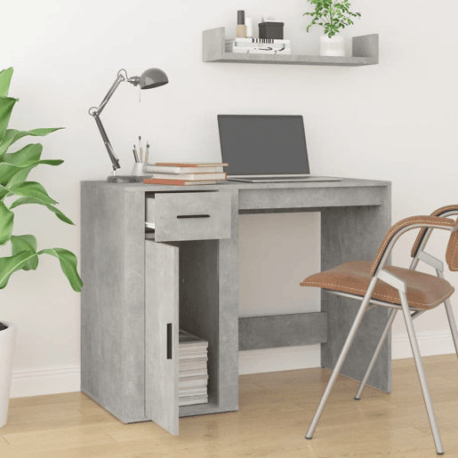 Secretária Escrivaninha de computador - 100x49x75 cm derivados de madeira cinzento cimento