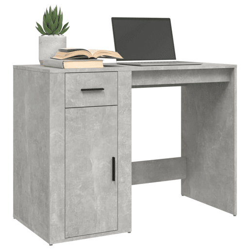 Secretária Escrivaninha de computador - 100x49x75 cm derivados de madeira cinzento cimento