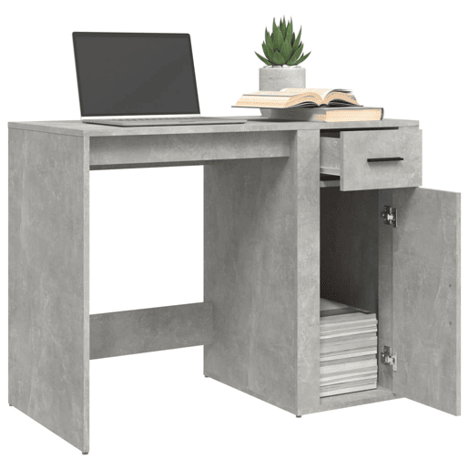 Secretária Escrivaninha de computador - 100x49x75 cm derivados de madeira cinzento cimento