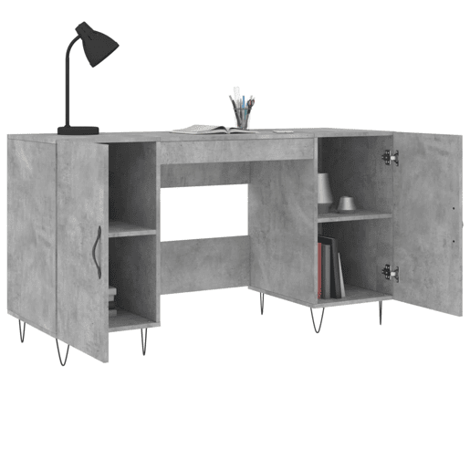 Secretária Escrivaninha de computador - 140x50x75 cm derivados de madeira cinza cimento