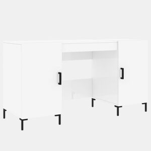 Secretária Escrivaninha de computador - 140x50x75 cm derivados de madeira branco brilhante