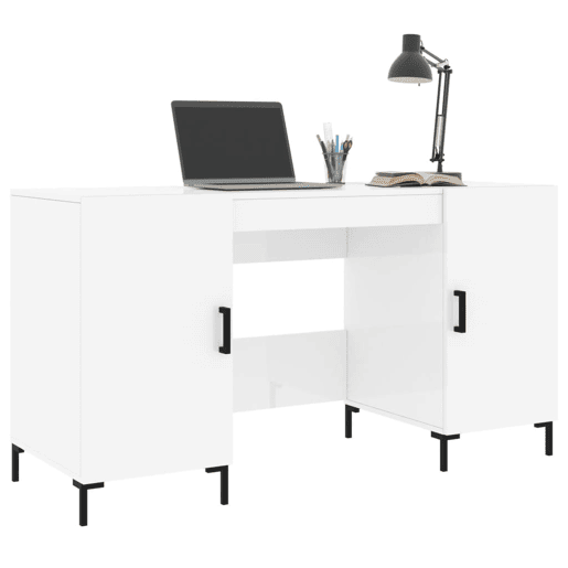 Secretária Escrivaninha de computador - 140x50x75 cm derivados de madeira branco brilhante