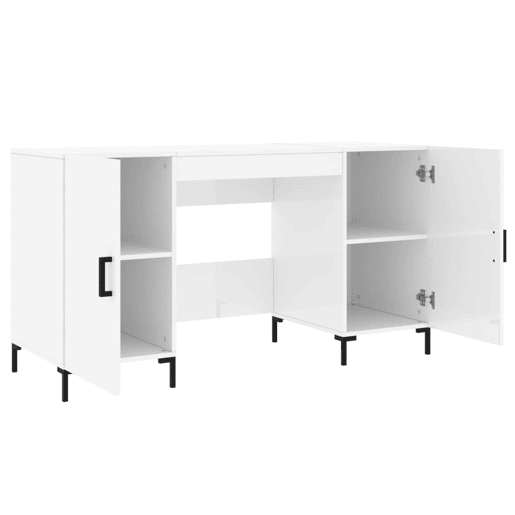 Secretária Escrivaninha de computador - 140x50x75 cm derivados de madeira branco brilhante