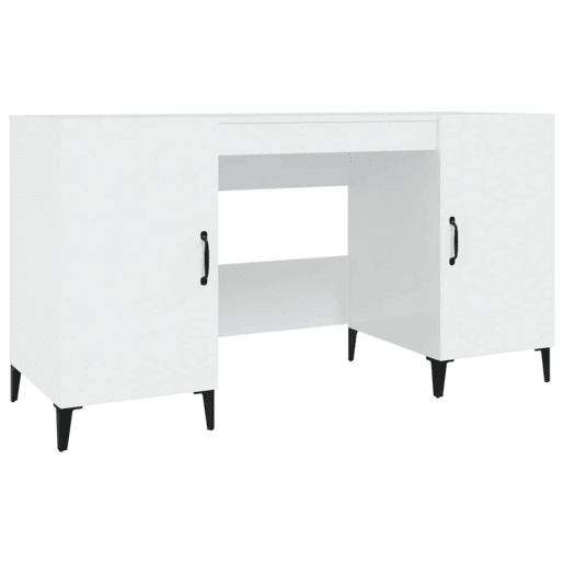 Secretária Escrivaninha de computador - 140x50x75 cm derivados de madeira branco brilhante