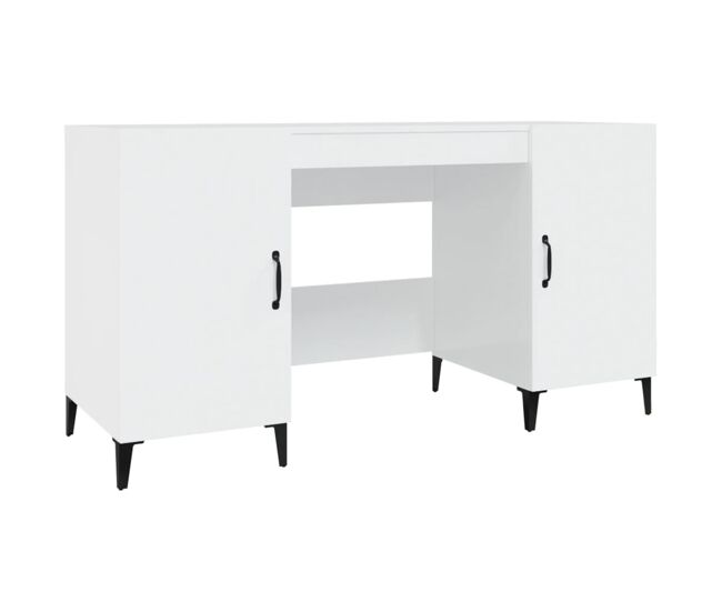 Escritorio - mesa de ordenador madera contrachapada blanco brillante 140x50x75 cm