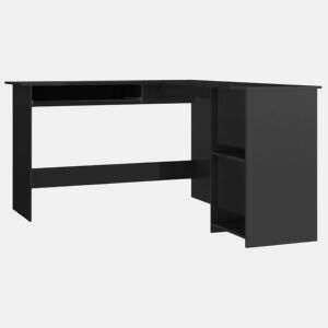 Secretária de canto - Mesa de computador forma L 120x140x75cm contraplacado preto