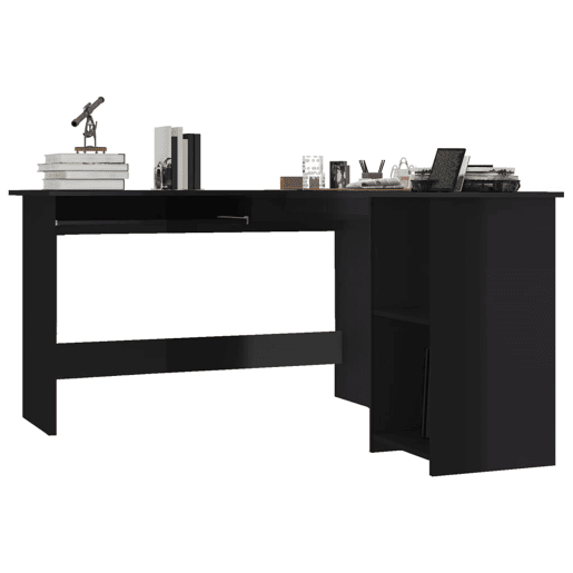 Secretária de canto - Mesa de computador forma L 120x140x75cm contraplacado preto