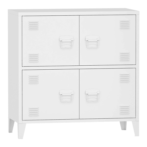 Armário de escritório armário de escritório para sala de estar escritório quarto oficina de metal com 4 portas de aço 82 x 80 x 40 cm branco 03_0006326