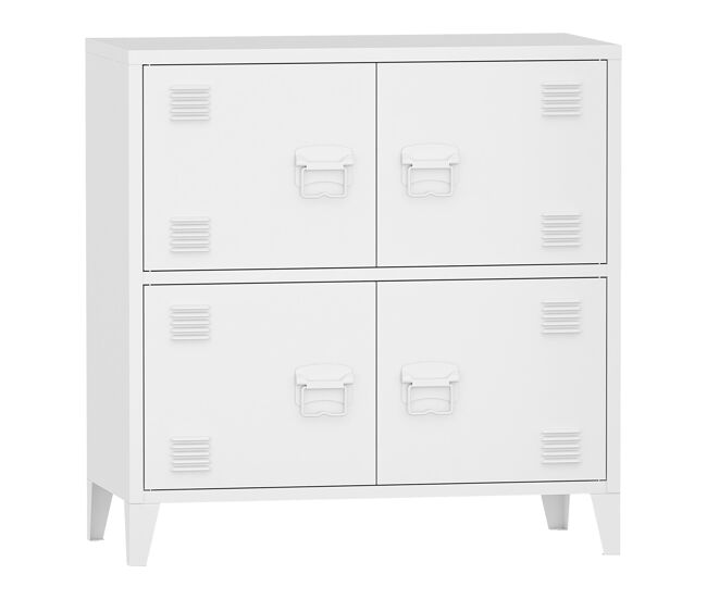 Mueble de oficina taquilla de oficina mueble de almacenaje para salón oficina dormitorio taller de metal con 4 puertas de acero 82 x 80 x 40 cm blanco