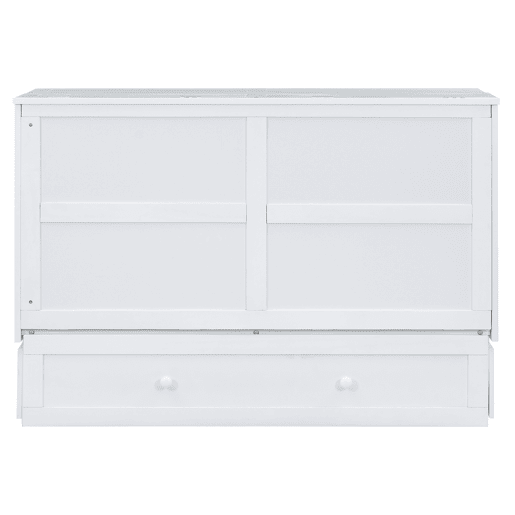 Cama Schrankbett 140x200 cm - Com gavetas na extremidade da cama e prateleira lateral - Branco