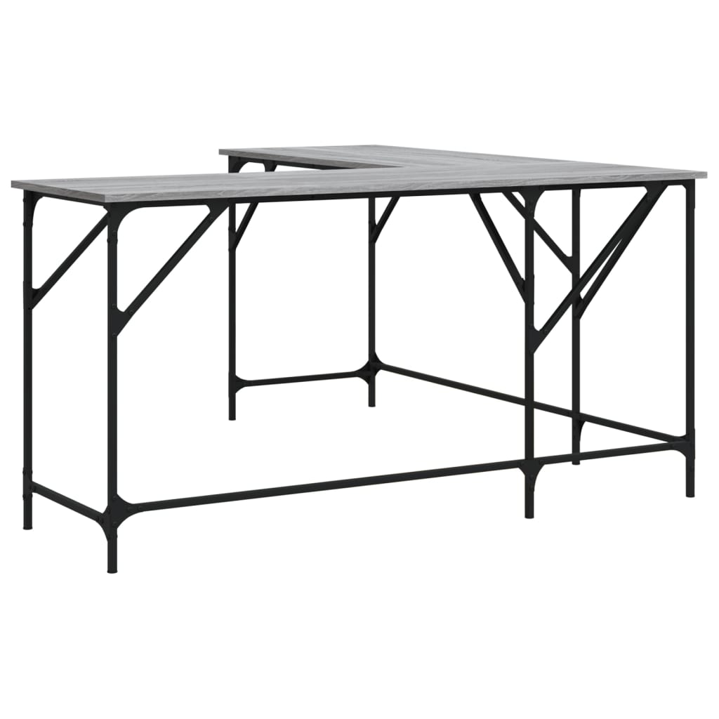 Escritorio - Mesa de Ordenador 149x149 Roble/ Gris