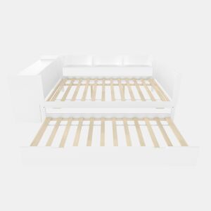 Cama de madeira 140x200cm - com secretária, cama adicional, prateleiras - branca