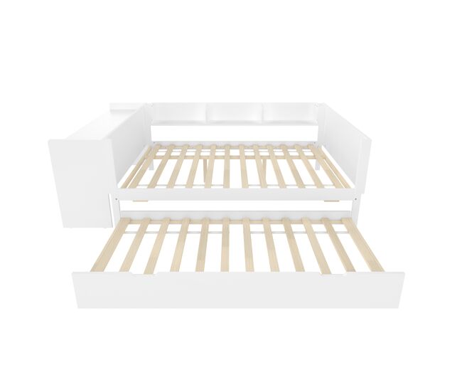 Cama de madera 140x200cm - con escritorio, cama adicional, estantes - blanca