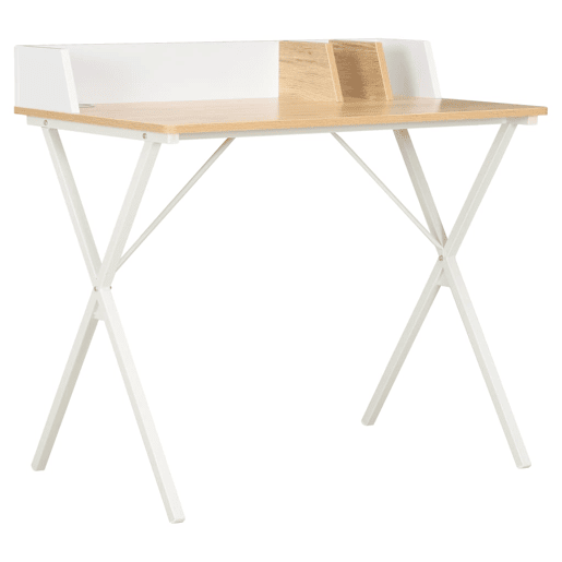 Secretária Escrivaninha de computador - 80x50x84 cm branco e natural