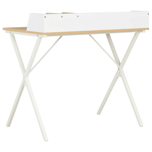Secretária Escrivaninha de computador - 80x50x84 cm branco e natural