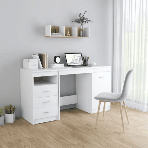 Secretária Escrivaninha de computador - 140x50x76 cm contraplacado branco