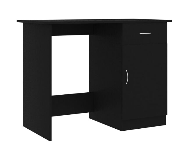 Escritorio - mesa de ordenador de madera contrachapada negro 100x50x76 cm