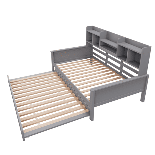Sofá-cama extensível 90*200 cm - com arrumação e estrado, madeira de pinho, cama individual - Cinza Sofá-cama extensível 90*200 cm - com arrumação e estrado, madeira de pinho, cama individual - Cinza