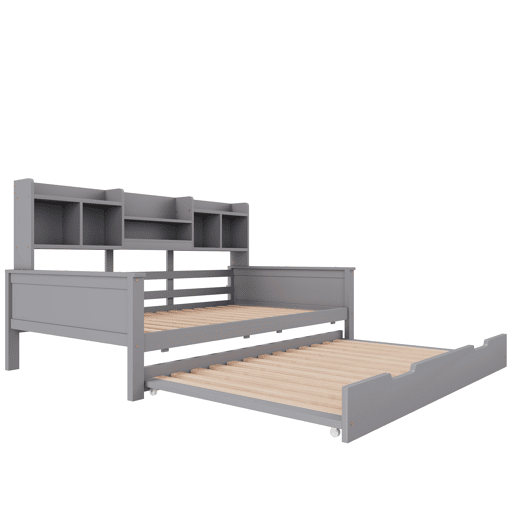 Sofá-cama extensível 90*200 cm - com arrumação e estrado, madeira de pinho, cama individual - Cinza Sofá-cama extensível 90*200 cm - com arrumação e estrado, madeira de pinho, cama individual - Cinza