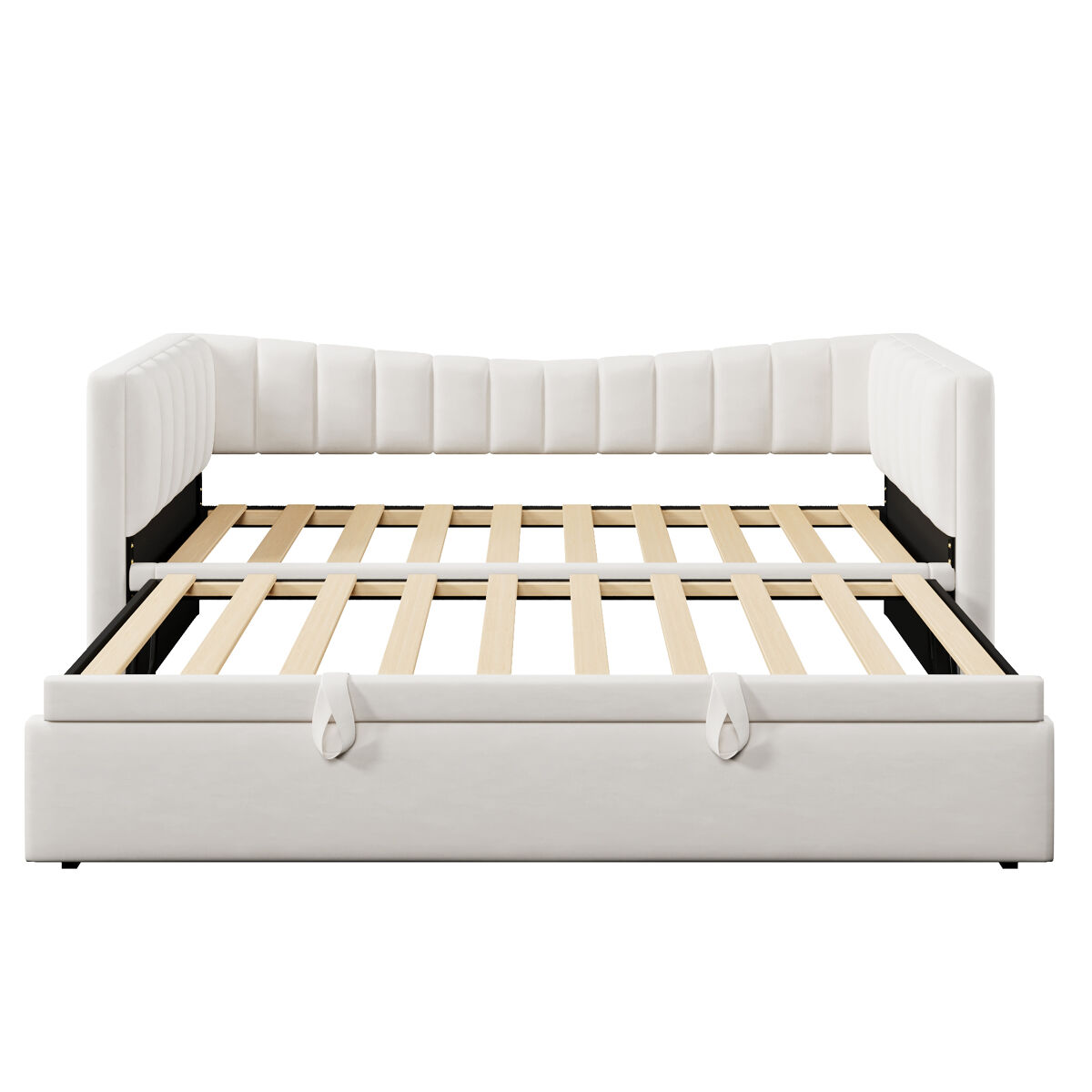 Sofá cama 90x200 cm - con cama extraíble, cama individual, cama doble (sin colchón), estilo minimalista, terciopelo - blanco