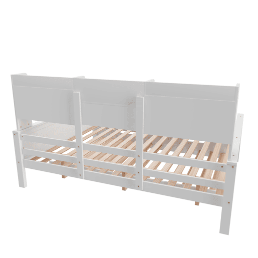 Sofá-cama 140200 cm - Com cama extraível 90190 cm, com arrumação e estrado, madeira de pinho, multifuncional - Branco