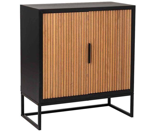 Aparador 2 puertas de madera y metal negro 80x39.5x89