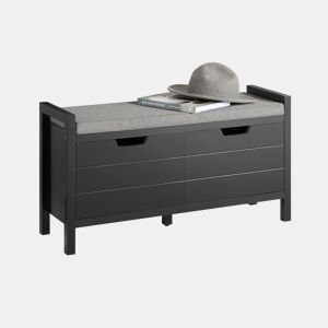 SoBuy Sapateira - Sapateira para Corredor - Sapateira com Arrumação Fechada, Almofada Acolchoada, Preta, 91x30x50cm, FSR63-II-SCH