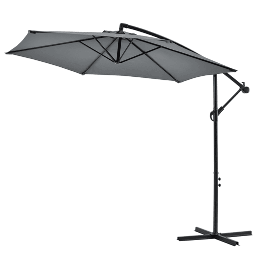 Guarda-sol hexagonal com manivela basculante à prova d'água UV com diâmetro de 270 cm cinza 03_0005912