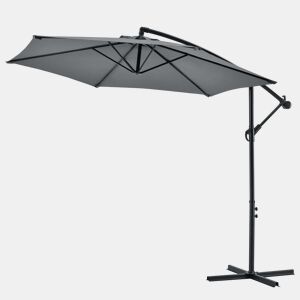 Guarda-sol hexagonal com manivela basculante à prova d'água UV com diâmetro de 270 cm cinza 03_0005912