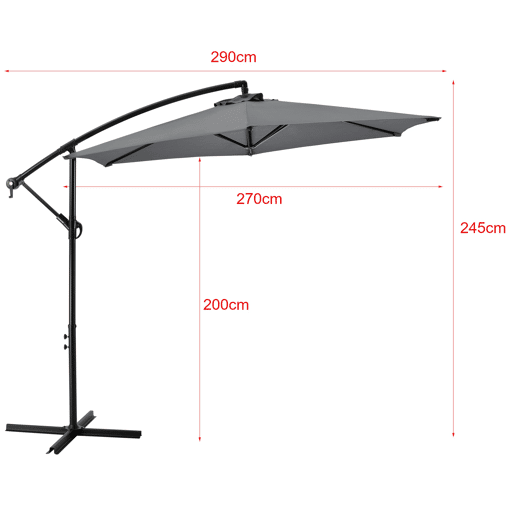 Guarda-sol hexagonal com manivela basculante à prova d'água UV com diâmetro de 270 cm cinza 03_0005912
