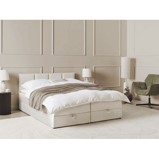Beliani Cama continental com arrumação Tecido BARONET
