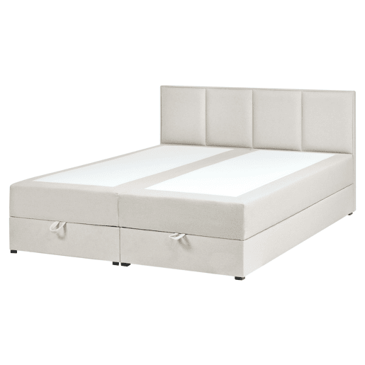 Beliani Cama continental com arrumação Tecido BARONET