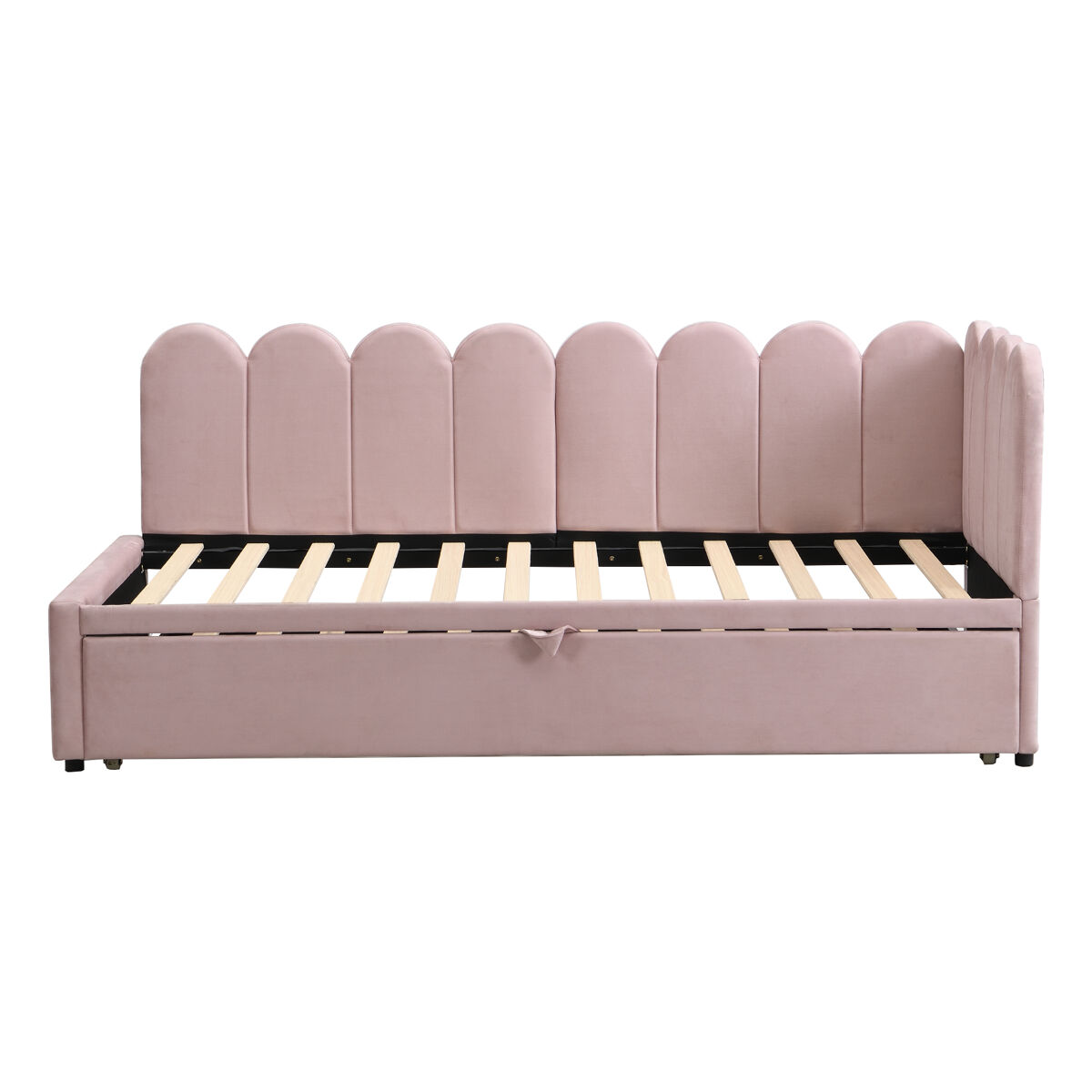 Sofá cama multifuncional 90/180x200 cm - diseño en l, cama para niños o invitados, rosa terciopelo