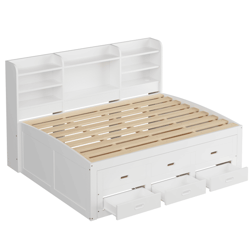 Sofá-cama, 140 x 200 cm - Extraível, LED, 3 gavetas, USB+Type-C, sem colchão - Branco