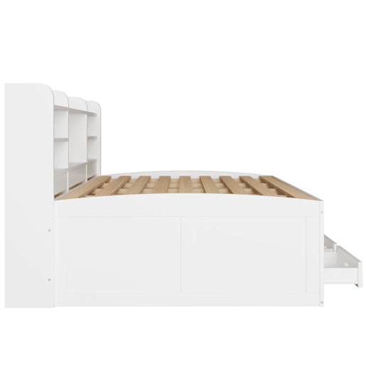 Sofá-cama, 140 x 200 cm - Extraível, LED, 3 gavetas, USB+Type-C, sem colchão - Branco