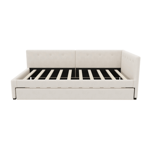 Cama Daybett 90x200 cm - Cama de día con cama adicional, sofá cama, cama individual, estilo minimalista - Beige