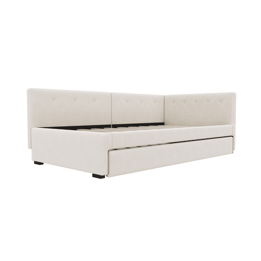 Cama Daybett 90x200 cm - Cama de día con cama adicional, sofá cama, cama individual, estilo minimalista - Beige