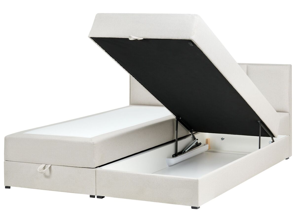Beliani Cama matrimonial Tela Baronet 183x207 Crema