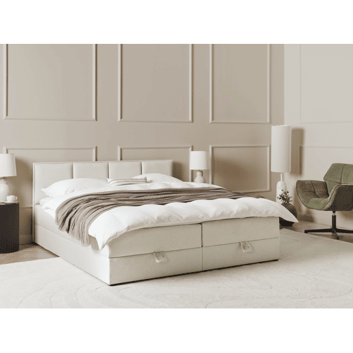 Beliani Cama continental com arrumação Tecido BARONET