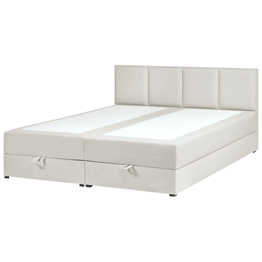 Beliani Cama continental com arrumação Tecido BARONET