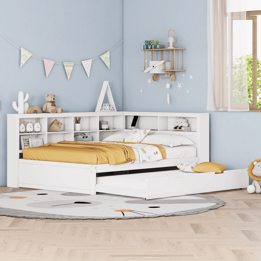 Sofá-cama 140x200 - cama extensível 90x190 com porta USB e vários compartimentos de arrumação - branco