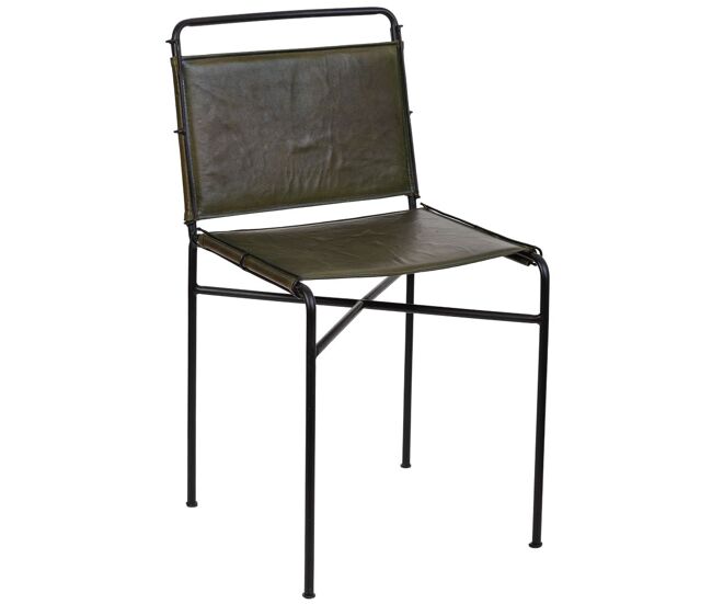 Silla de metal y cuero marrón 48x46x89