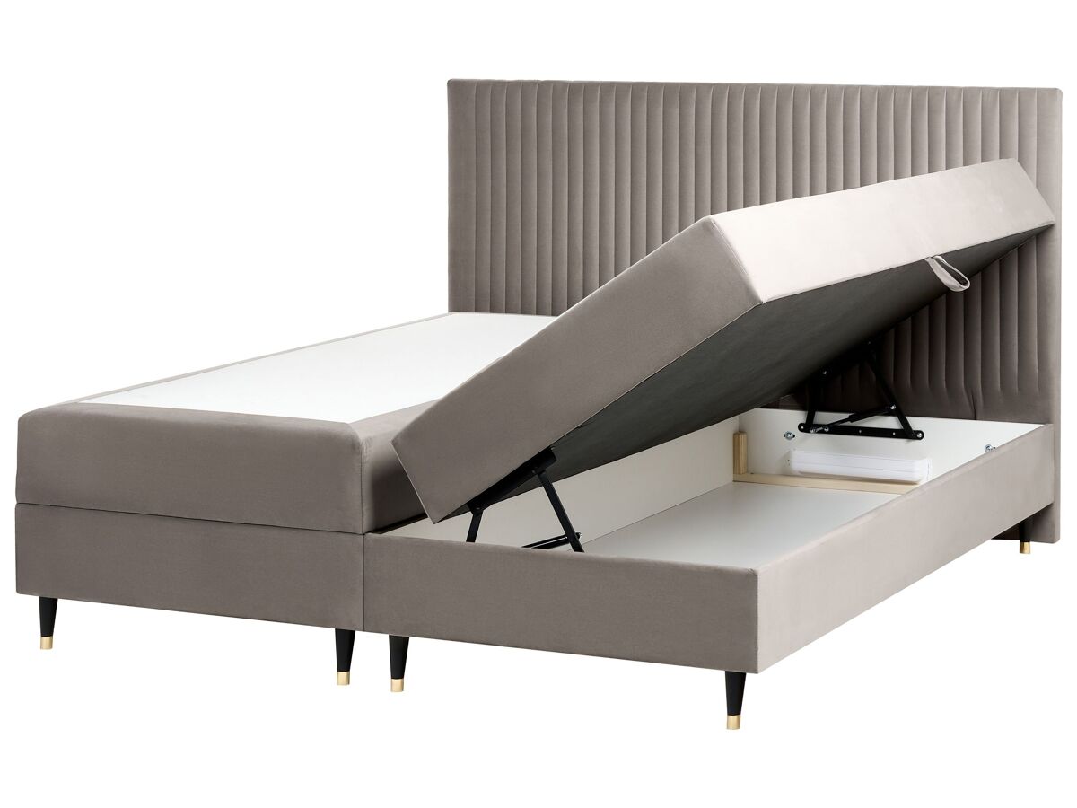 Beliani Cama matrimonial Terciopelo Dame 182x207 Gris