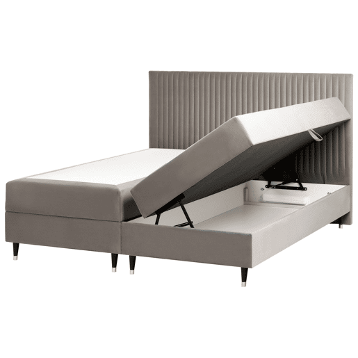 Beliani Cama continental com arrumação Veludo DAME