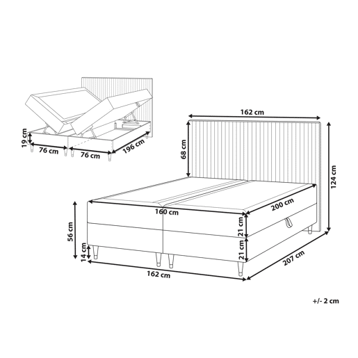 Beliani Cama continental com arrumação Veludo DAME Beliani Cama continental com arrumação Veludo DAME