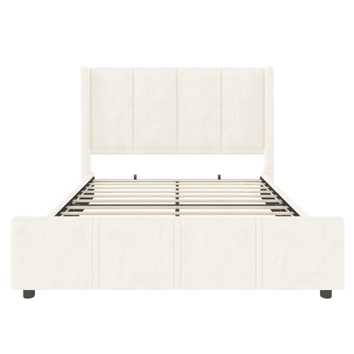 Estrutura de cama 140x200 cm - estilo moderno, cabeceira e pés altos, USB certificado, combinação de ferro e madeira - Bege