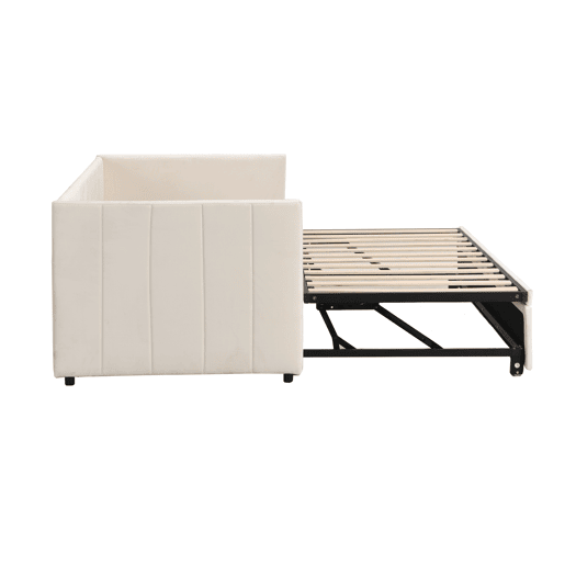 Sofá-cama 90180*200 cm - Com estrado de ripas, Cama multifuncional em veludo macio - Bege