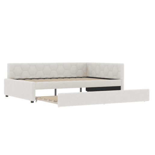 Cama Daybett 140x200cm - Sofá-cama, com candeeiro de mesa, cama extensível multifuncional, porta USB e Tipo-C, sem colchão - Branco